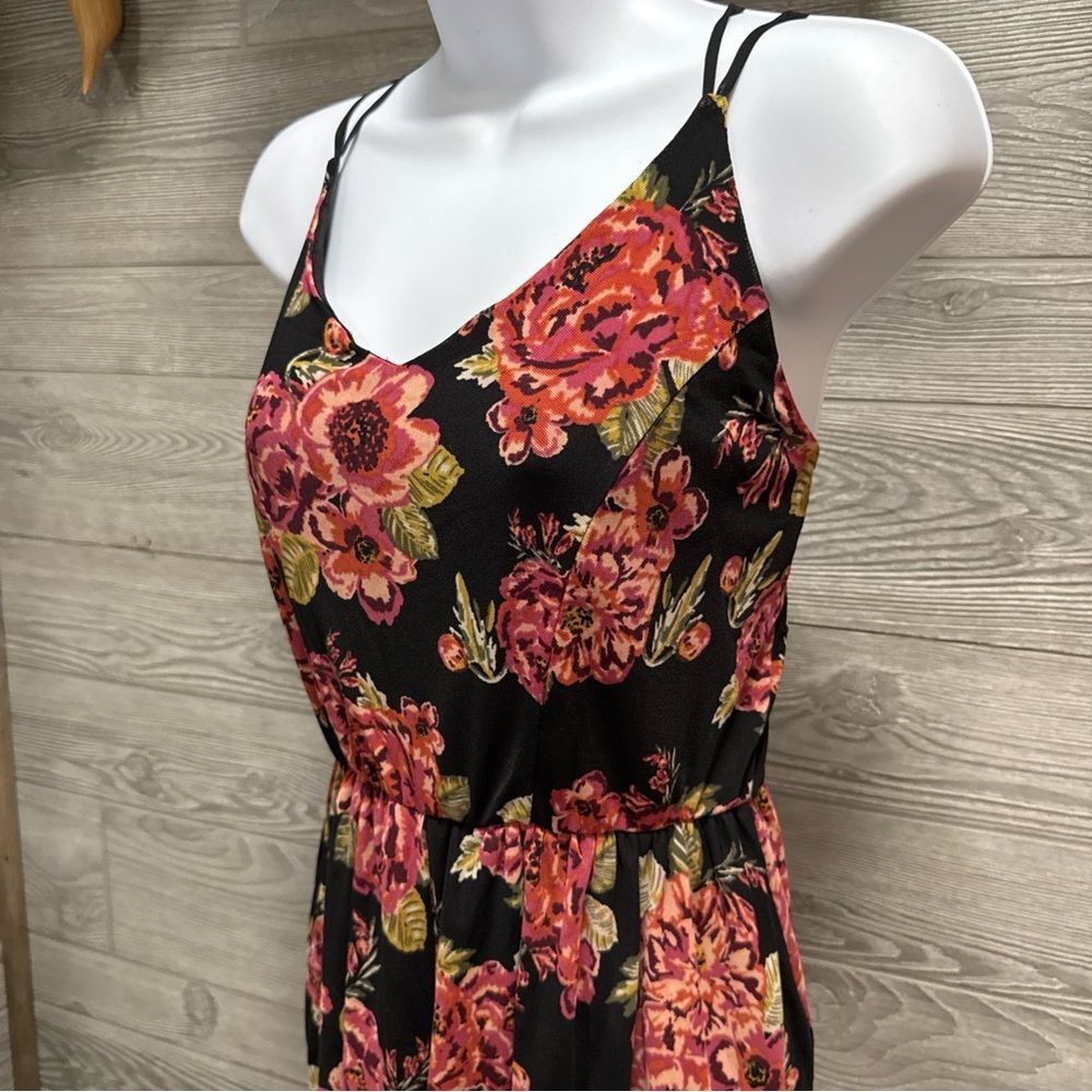 Dark Floral Y2K Babydoll Dress Size XS Black Wimsigoth Fairy Grunge Romantic - Picture 3 of 10